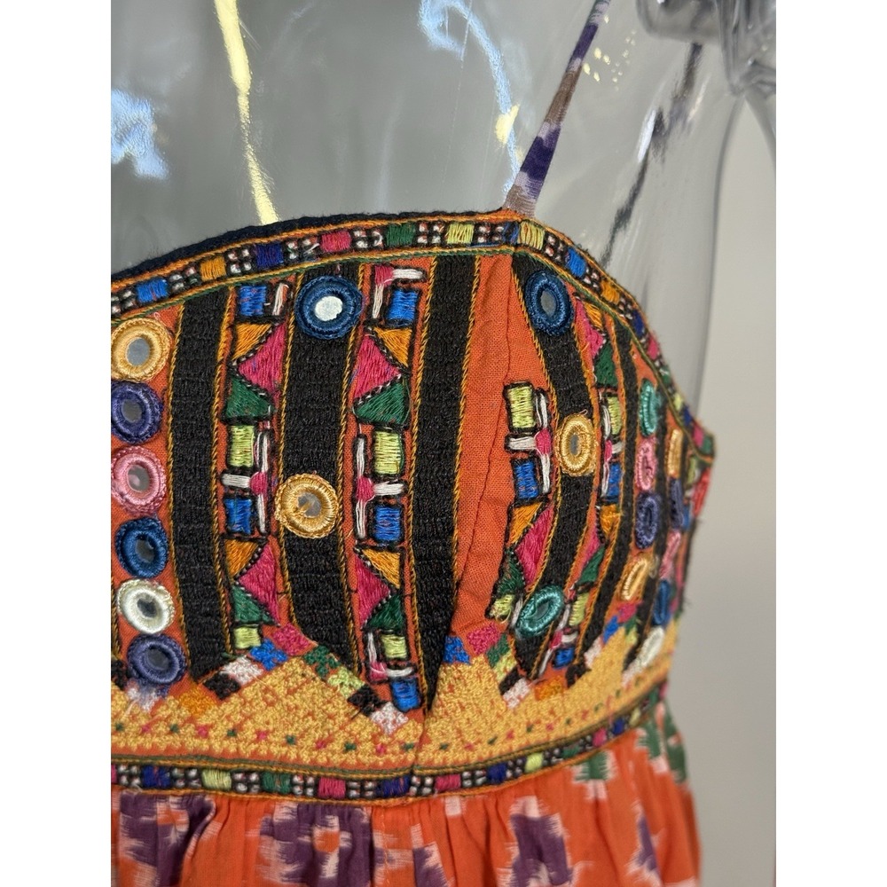 Ralph Lauren Denim & Supply Dress Women XS Orange Boho Spaghetti Strap Festival - Picture 8 of 15